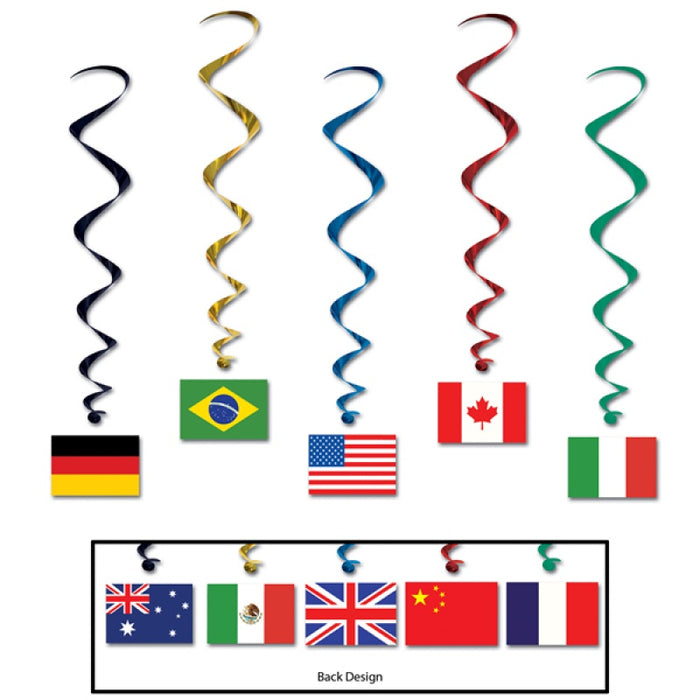 International Flag Hanging Decoration Whirls