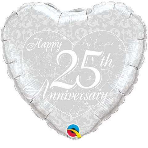 Happy 25th Anniversary Balloon - Silver