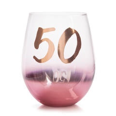 50th Rose Gold | Stemless Wine Glass