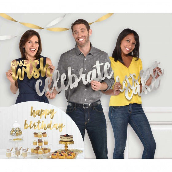 Happy Birthday Themed Foil Cutout Photo Props