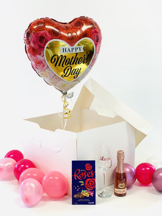Mothers Day Balloon Gift Box with Champagne