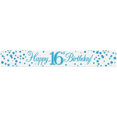 16th Birthday | Blue Sparkling Banner