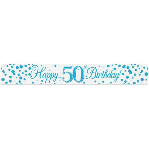 50th Birthday | Blue Sparkling Banner