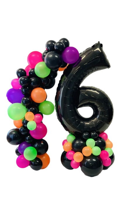 Large Number Balloon with Garland | Neon Theme