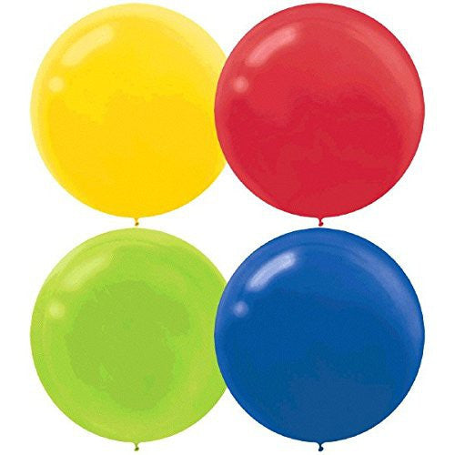 Round Balloons Bright Assorted Colours - Pk 4