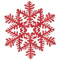 Glitter Snowflake Red Hanging Decoration