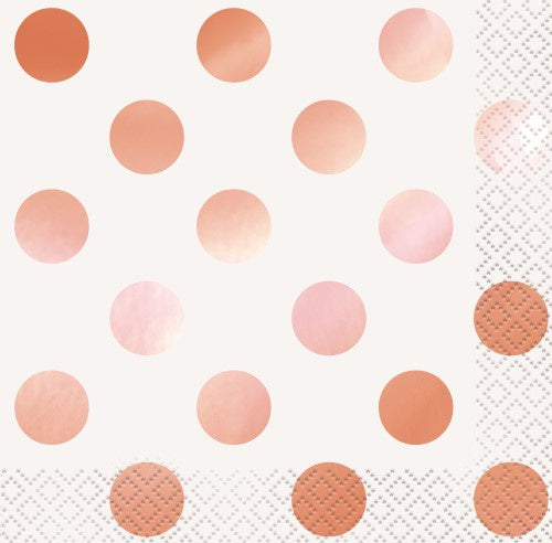 Rose Gold Dots | Lunch Napkins | PK16