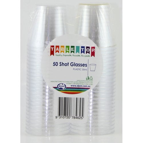 Shot Glasses Clear Plastic Pk50 - 30ml