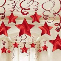 Hanging Stars Decoration | Red Pk 30