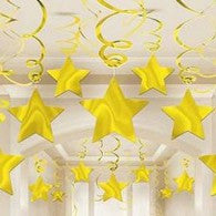 Hanging Decoration Stars Gold Pk 30