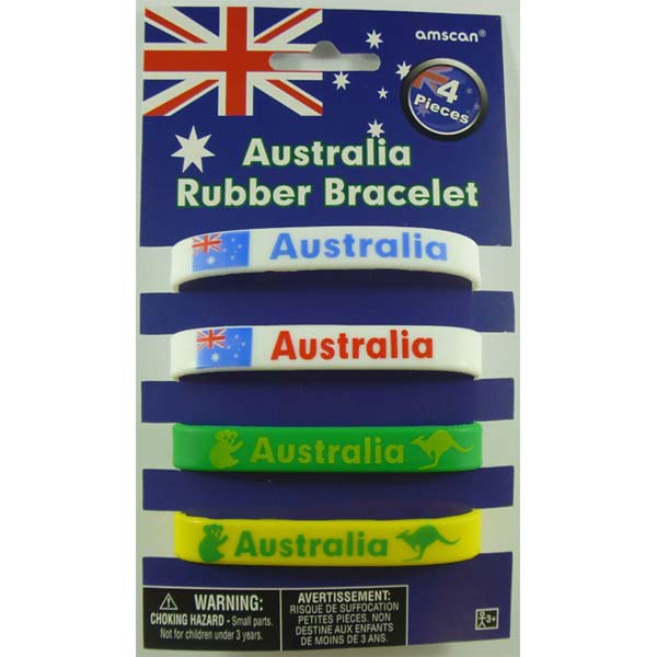 Australia Rubber Bracelets Pk4