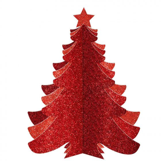 3D Christmas Tree Glittered | Red