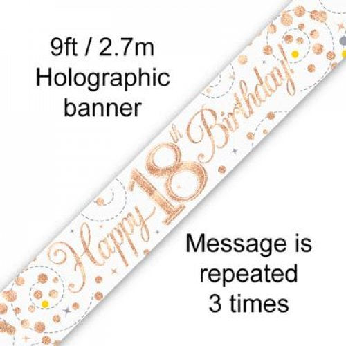 18th Birthday | Rose Gold Sparkling Banner