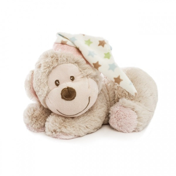Soft Toy Teddy Eli Monkey Sleeping Brown Pink 22cm