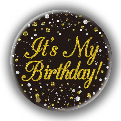 Sparkling Badge Gold & Black | " Its My birthday"