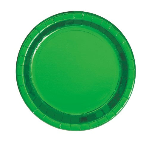 Metallic Green Snack Paper Plates Pk8