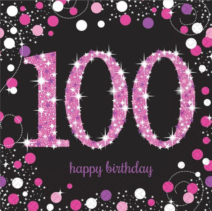 100th Napkins | Pink & Black