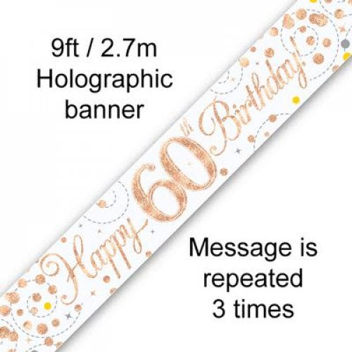 Rose Gold Sparkling Banner | 60th Birthday