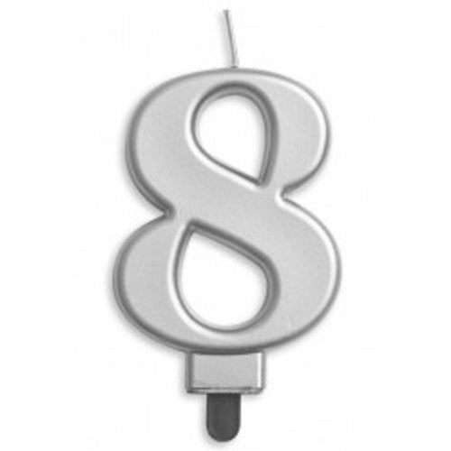 Number 8 Silver Candle | Short