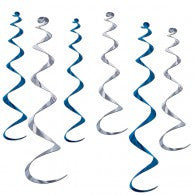 Hanging Decoration Twirly Whirlys Blue & Silver