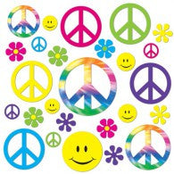 Peace Sign & Smiley Face Cutouts | 60's Theme | PK42