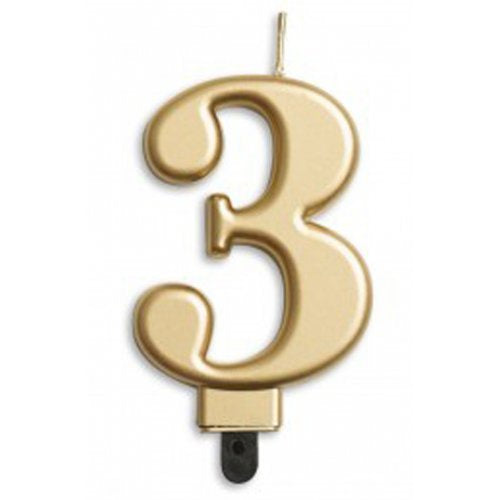 Number 3 Gold Candle | Short