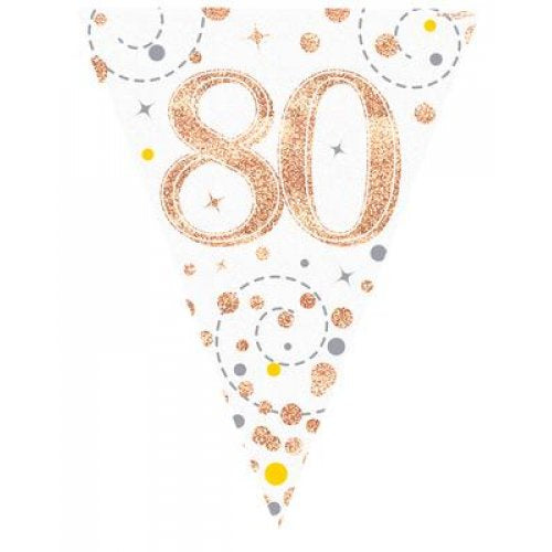 Rose Gold Sparkling Bunting | 80th Birthday
