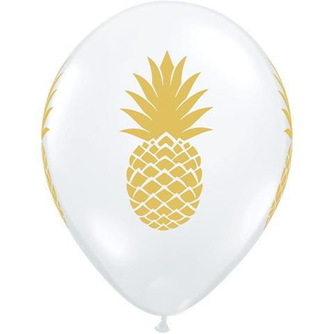 Pineapple Balloons Clear - Single or Pack - Helium Filled or Flat