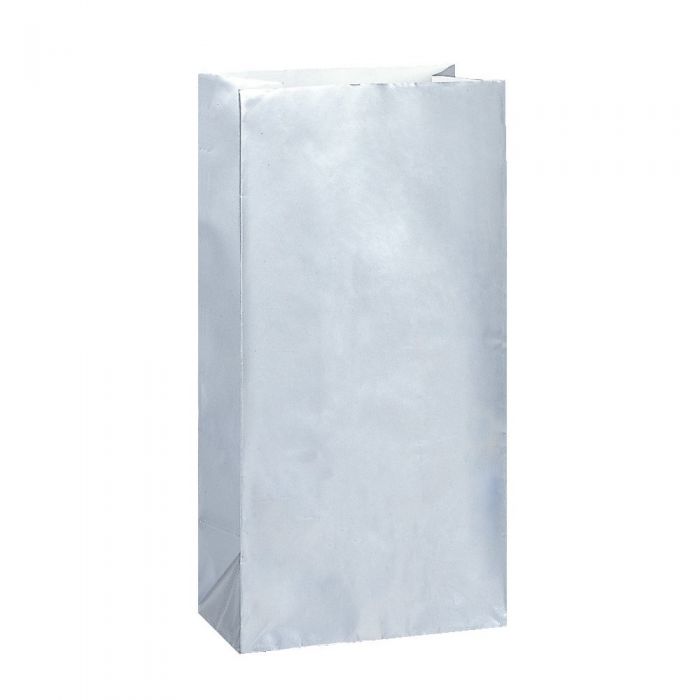 Paper Loot Bags - Metallic Silver 10pk