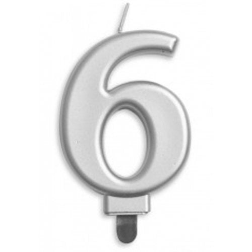 Number 6 Silver Candle | Short