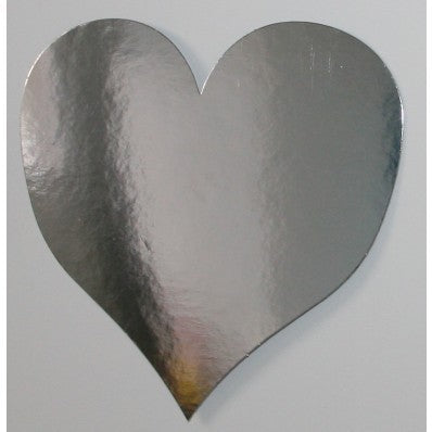 Heart Cardboard Cutouts Silver 230mm Pk12