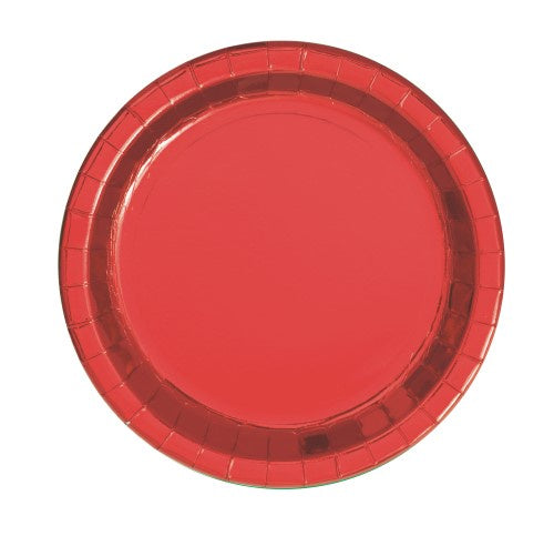 Metallic Red  Lunch Paper Plates Pk8