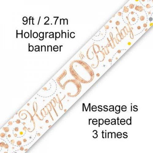 50th Birthday | Rose Gold Sparkling Banner