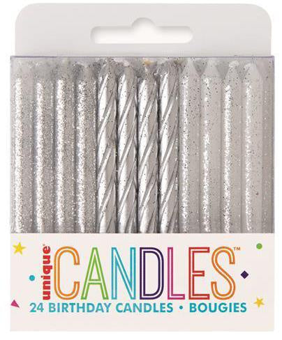 Glittered Silver Candles