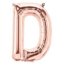 Small Letter Balloon D - 41cm Rose Gold - Air filled only