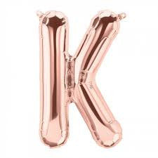 Small Letter Balloon K - 41cm Rose Gold - Air filled only
