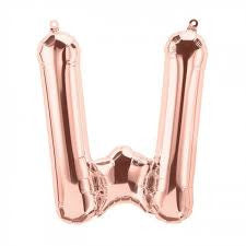 Small Letter Balloon W - 41cm Rose Gold - Air filled only