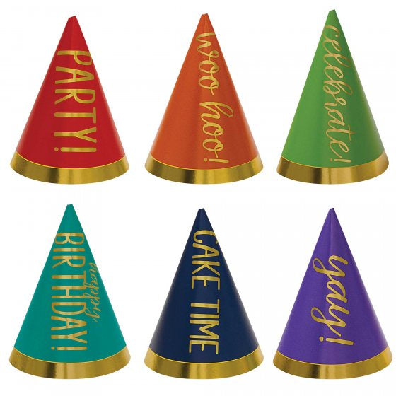 Mini Party Hats | Rainbow Colors pk 12