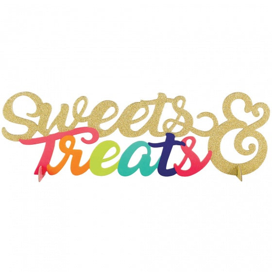 Sweets & Treats Sign Glitter Gold