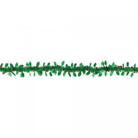Christmas Foil Garland | Holly & Berries | 2.74m