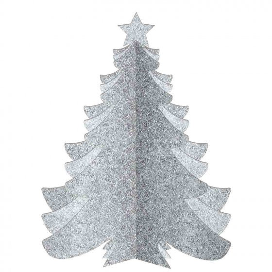 3D Christmas Tree Glittered | Silver
