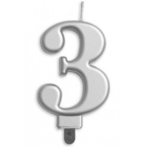Number 3 Silver Candle | Short