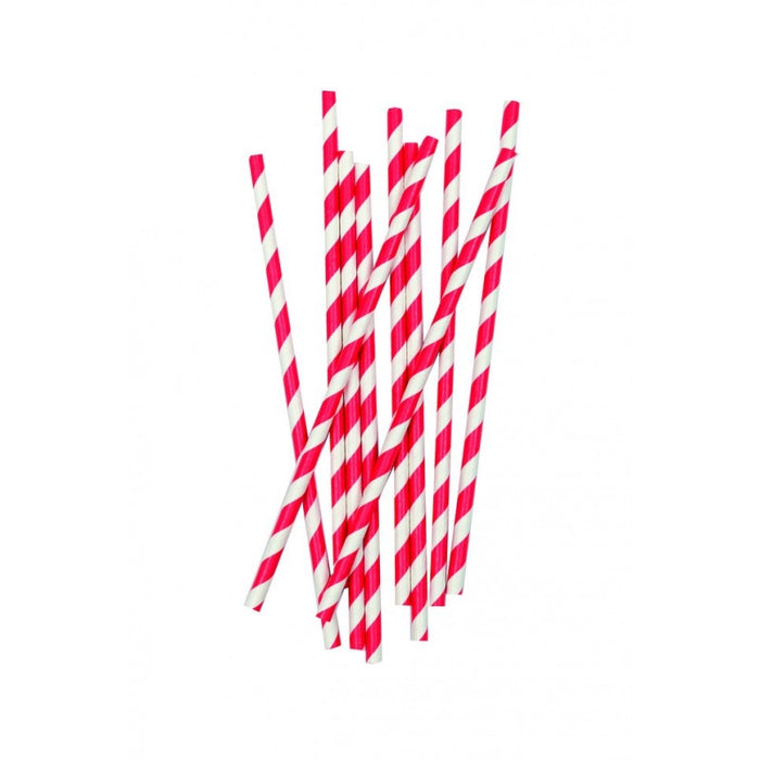 Straws Red & White Striped Pk10
