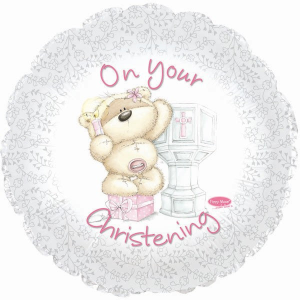 Christening Balloon - Pink with Teddy