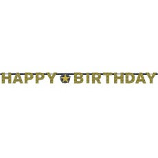 100th Happy Birthday Letter Banner | Black Gold Silver