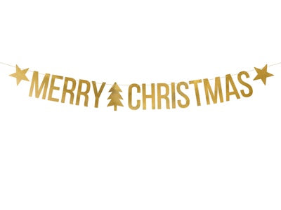 Merry Christmas Banner | Gold