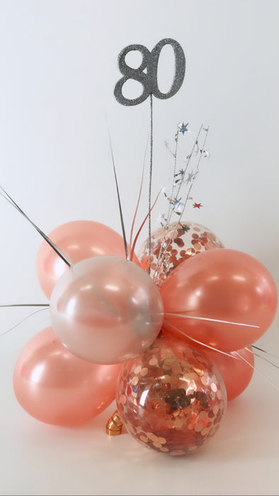 Rose Gold confetti Table Centres - Milestone Spangle Numbers