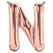 Small Letter Balloon N - 41cm Rose Gold - Air filled only