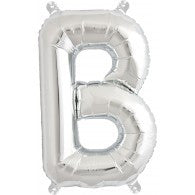 Small Letter Balloon B - 41cm Silver - Air filled only
