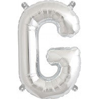 Small Letter Balloon G - 41cm Silver - Air filled only